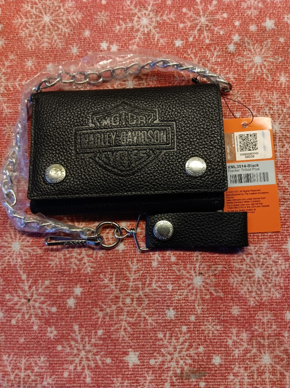 New Unused With Tags.. Harley-Davidson Black Leather Men’s Chain Wallet. Nice !